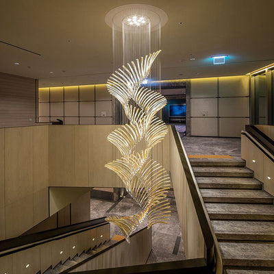 European Style Spiral Glass Chandelier for Staircase/Foyer/Hotel/Villa - cyranlamps
