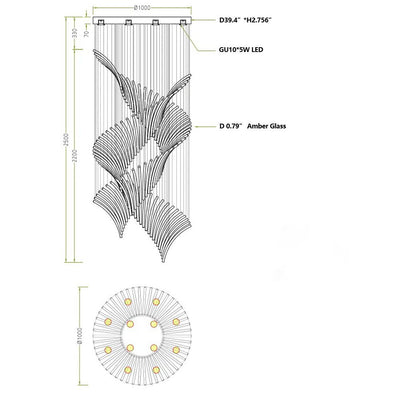 European Style Spiral Glass Chandelier for Staircase/Foyer/Hotel/Villa - cyranlamps