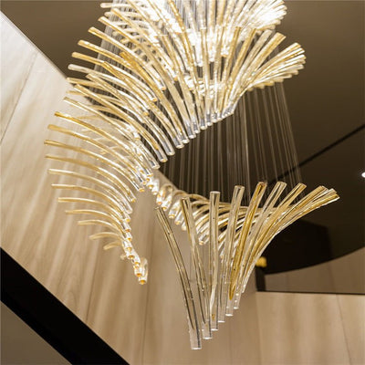 European Style Spiral Glass Chandelier for Staircase/Foyer/Hotel/Villa - cyranlamps