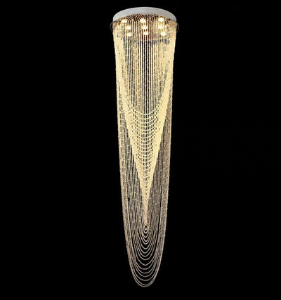 Extra Large Affordable Luxury Tiered Tassel Watefall Crystal Chandelier for Spiral Staircase/Villa/Hotel Lobby/Foyer - cyranlamps