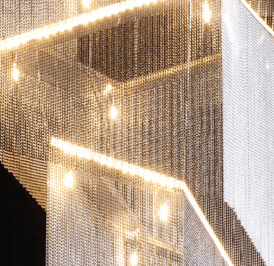 Extra Large Art Multi - tier Aluminum Chain Tassel Chandelier for High - Ceiling Room - cyranlamps