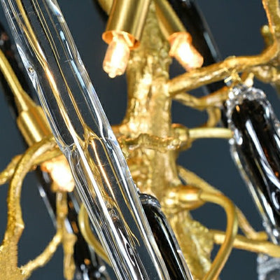 Extra Large Brass Tree Branch LED Chandelier Crystal Bar Drops Ceiling Light Fixture For Foyer Living Room Hall - cyranlamps