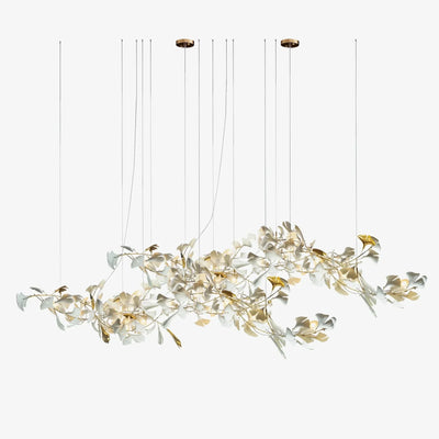 Extra Large Ceramics Twig White Flowers Chandelier Iron Tree Branch Pendant Light For Big Living/ Dining Room - cyranlamps
