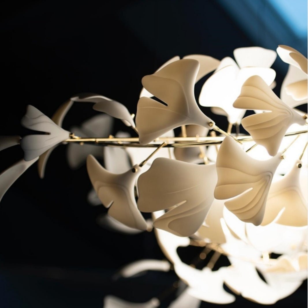 Extra Large Ceramics Twig White Flowers Chandelier Iron Tree Branch Pendant Light For Big Living/ Dining Room - cyranlamps