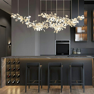 Extra Large Ceramics Twig White Flowers Chandelier Iron Tree Branch Pendant Light For Big Living/ Dining Room - cyranlamps