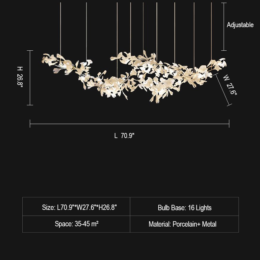 Extra Large Ceramics Twig White Flowers Chandelier Iron Tree Branch Pendant Light For Big Living/ Dining Room - cyranlamps