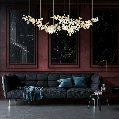 Extra Large Ceramics Twig White Flowers Chandelier Iron Tree Branch Pendant Light For Big Living/ Dining Room - cyranlamps