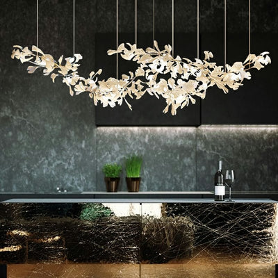 Extra Large Ceramics Twig White Flowers Chandelier Iron Tree Branch Pendant Light For Big Living/ Dining Room - cyranlamps