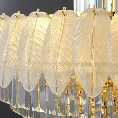 Extra Large Crystal Feather Style Chandelier Long Foyer Staircase Ceiling Lighting Fixture For Living Room - cyranlamps
