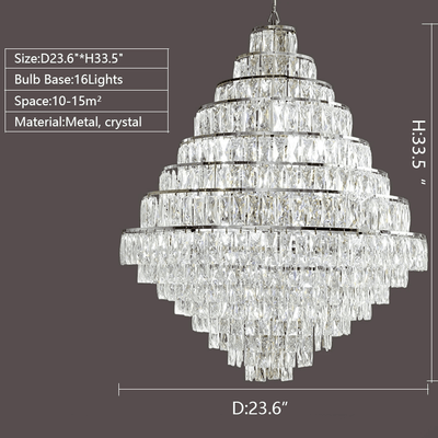 Extra Large Decorative Crystal Chandelier Foyer Hall Ceiling Light Fixture For Staircase In Gold/ Chrome - cyranlamps