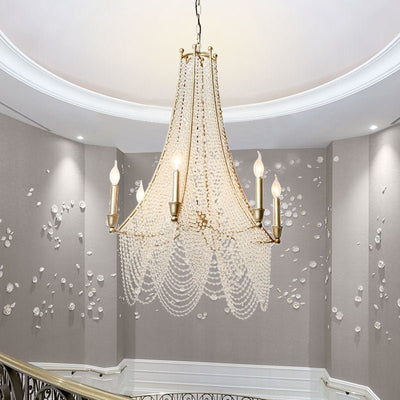 Extra Large European Crystal Beaded Chandelier Candle Light for Stairs / Duplex / Villa - cyranlamps