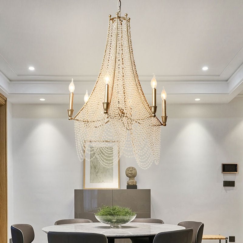 Extra Large European Crystal Beaded Chandelier Candle Light for Stairs / Duplex / Villa - cyranlamps