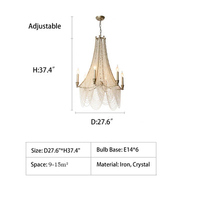 Extra Large European Crystal Beaded Chandelier Candle Light for Stairs / Duplex / Villa - cyranlamps