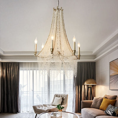 Extra Large European Crystal Beaded Chandelier Candle Light for Stairs / Duplex / Villa - cyranlamps