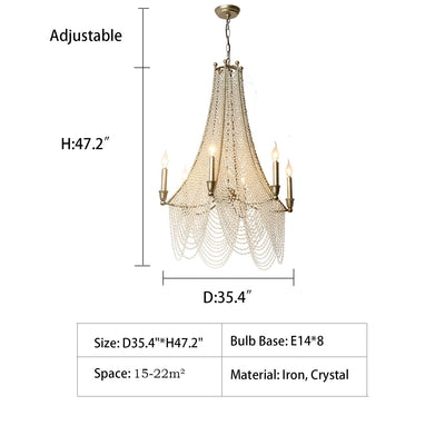 Extra Large European Crystal Beaded Chandelier Candle Light for Stairs / Duplex / Villa - cyranlamps