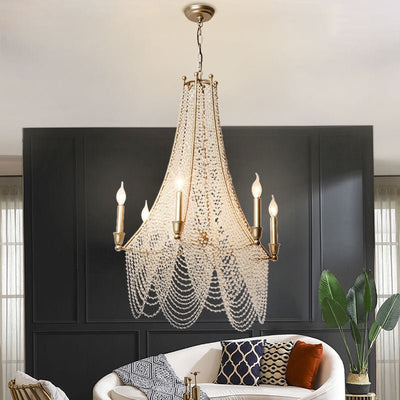 Extra Large European Crystal Beaded Chandelier Candle Light for Stairs / Duplex / Villa - cyranlamps