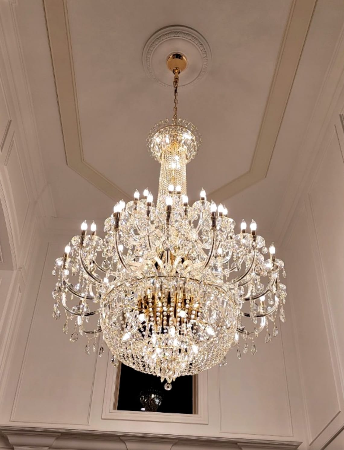 Extra Large European - style Multi - layers Candle Luxury Crystal Chandelier Gold Art Foyer/Staircase Decorative Light Fixture - cyranlamps