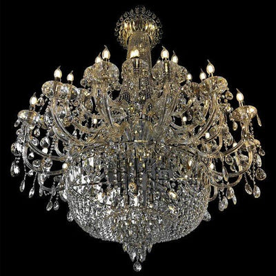 Extra Large European - style Multi - layers Candle Luxury Crystal Chandelier Gold Art Foyer/Staircase Decorative Light Fixture - cyranlamps