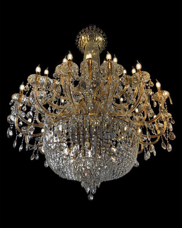 Extra Large European - style Multi - layers Candle Luxury Crystal Chandelier Gold Art Foyer/Staircase Decorative Light Fixture - cyranlamps