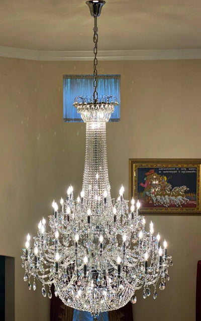 Extra Large European - style Multi - layers Candle Luxury Crystal Chandelier Gold Art Foyer/Staircase Decorative Light Fixture - cyranlamps