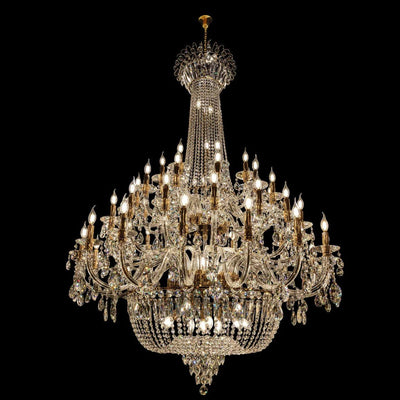 Extra Large European - style Multi - layers Candle Luxury Crystal Chandelier Gold Art Foyer/Staircase Decorative Light Fixture - cyranlamps