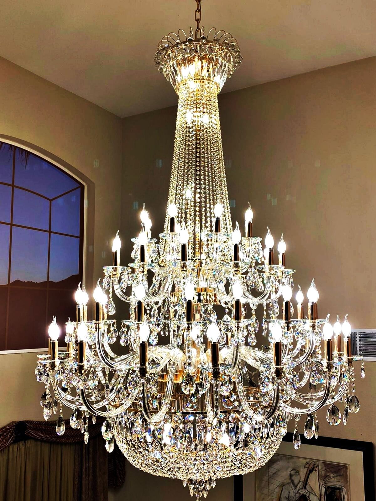 Extra Large European - style Multi - layers Candle Luxury Crystal Chandelier Gold Art Foyer/Staircase Decorative Light Fixture - cyranlamps