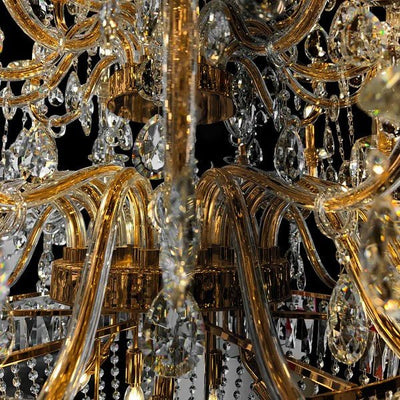 Extra Large European - style Multi - layers Candle Luxury Crystal Chandelier Gold Art Foyer/Staircase Decorative Light Fixture - cyranlamps