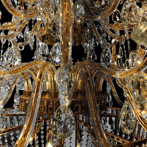 Extra Large European - style Multi - layers Candle Luxury Crystal Chandelier Gold Art Foyer/Staircase Decorative Light Fixture - cyranlamps