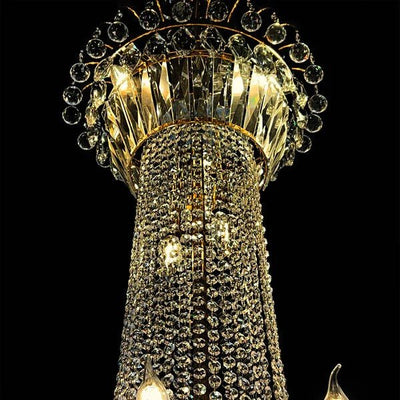 Extra Large European - style Multi - layers Candle Luxury Crystal Chandelier Gold Art Foyer/Staircase Decorative Light Fixture - cyranlamps