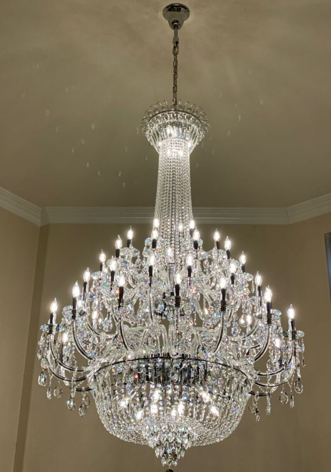 Extra Large European - style Multi - layers Candle Luxury Crystal Chandelier Gold Art Foyer/Staircase Decorative Light Fixture - cyranlamps