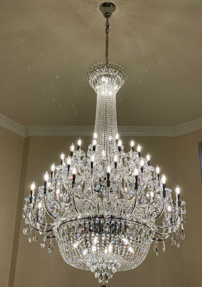 Extra Large European - style Multi - layers Candle Luxury Crystal Chandelier Gold Art Foyer/Staircase Decorative Light Fixture - cyranlamps