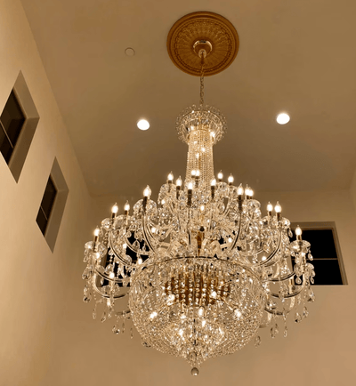 Extra Large European - style Multi - layers Candle Luxury Crystal Chandelier Gold Art Foyer/Staircase Decorative Light Fixture - cyranlamps