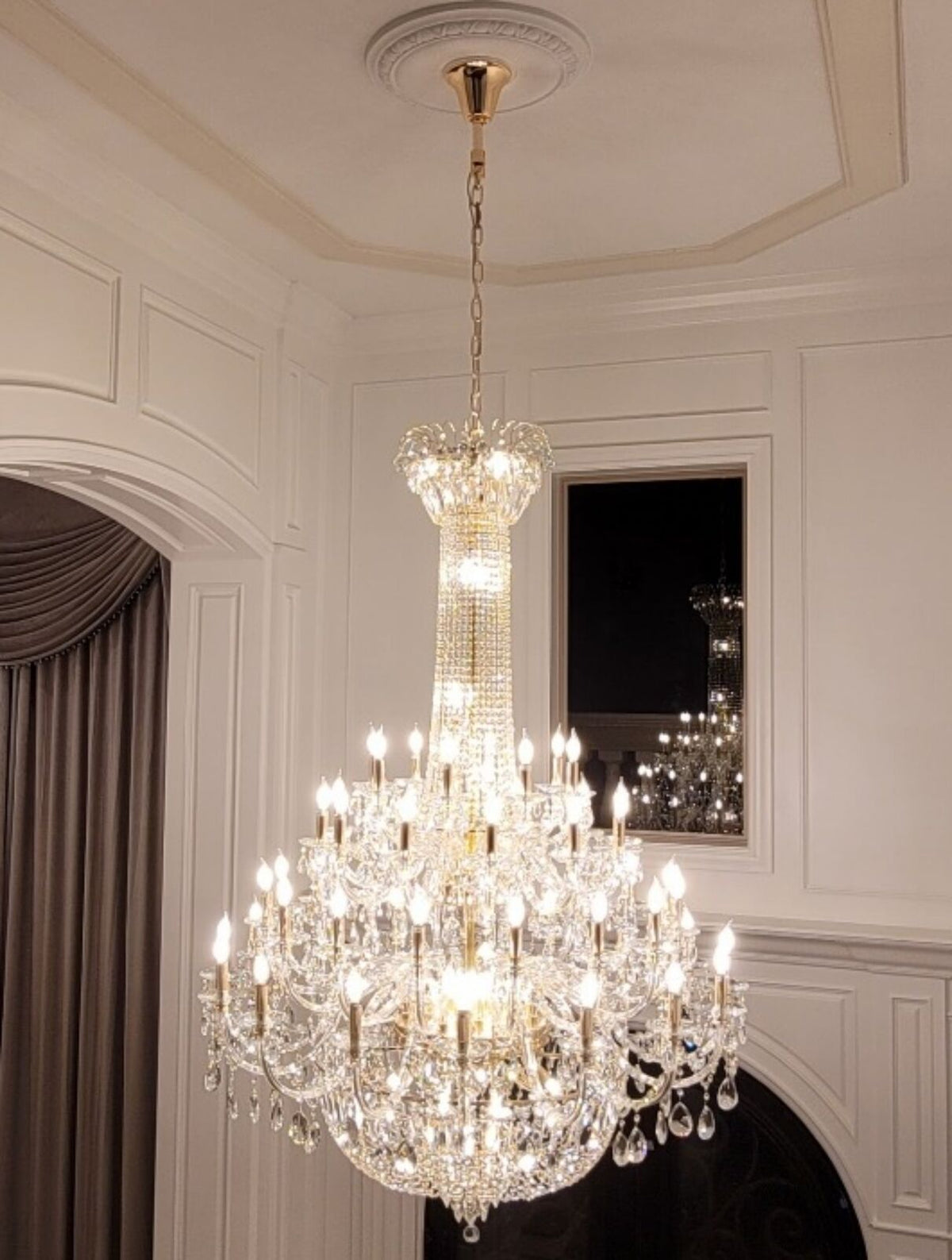Extra Large European - style Multi - layers Candle Luxury Crystal Chandelier Gold Art Foyer/Staircase Decorative Light Fixture - cyranlamps