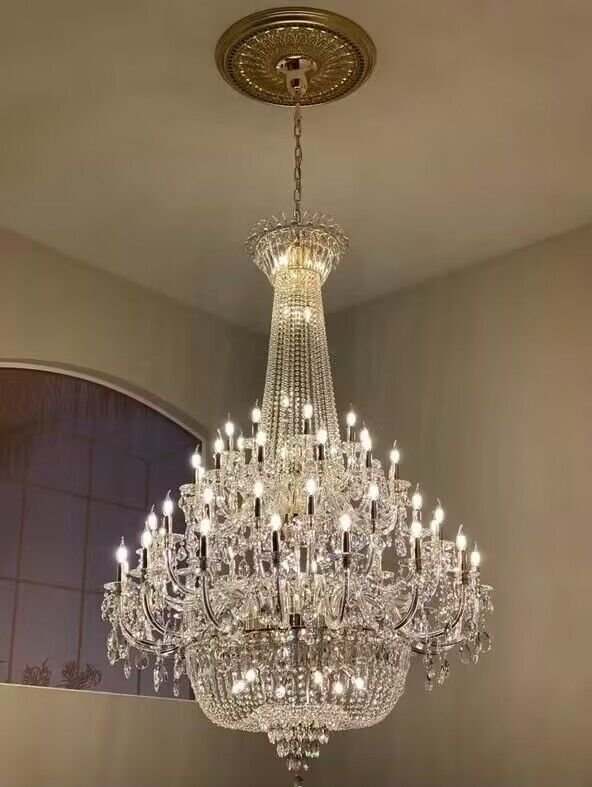 Extra Large European - style Multi - layers Candle Luxury Crystal Chandelier Gold Art Foyer/Staircase Decorative Light Fixture - cyranlamps