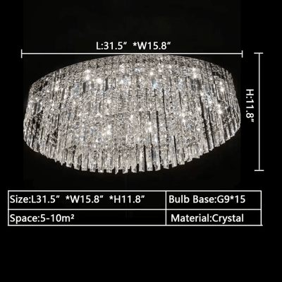 Extra Large Flush Mount Multi - tier Crystal Chandelier Modern Luxury Light Fixture For Living Room/Dining Room/Bedroom - cyranlamps