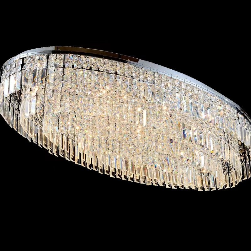 Extra Large Flush Mount Multi - tier Crystal Chandelier Modern Luxury Light Fixture For Living Room/Dining Room/Bedroom - cyranlamps