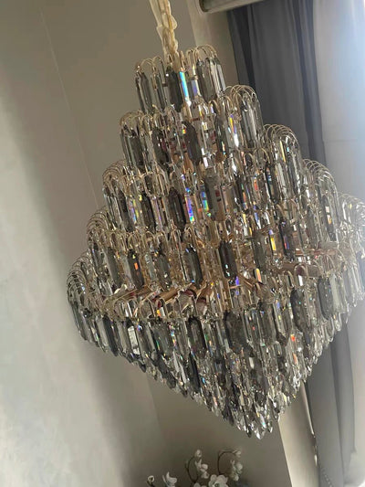 Extra Large Foyer Decorative Crystal Lighting Fixture Living Room Crystal Chandelier For Entryway Staircase - cyranlamps