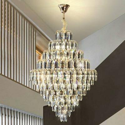Extra Large Foyer Decorative Crystal Lighting Fixture Living Room Crystal Chandelier For Entryway Staircase - cyranlamps