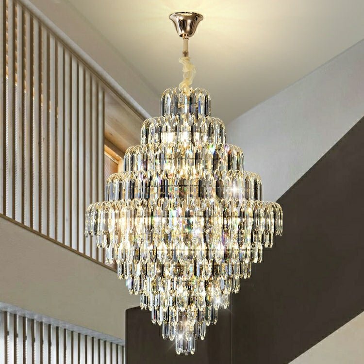 Extra Large Foyer Decorative Crystal Lighting Fixture Living Room Crystal Chandelier For Entryway Staircase - cyranlamps