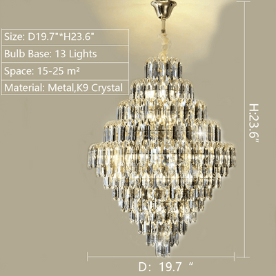 Extra Large Foyer Decorative Crystal Lighting Fixture Living Room Crystal Chandelier For Entryway Staircase - cyranlamps