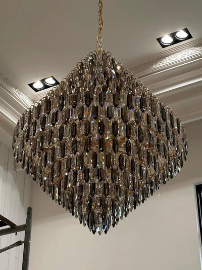 Extra Large Foyer Decorative Crystal Lighting Fixture Living Room Crystal Chandelier For Entryway Staircase - cyranlamps