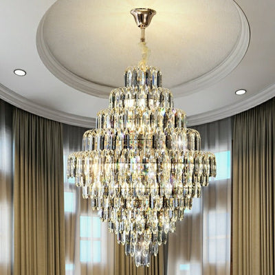 Extra Large Foyer Decorative Crystal Lighting Fixture Living Room Crystal Chandelier For Entryway Staircase - cyranlamps