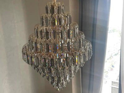 Extra Large Foyer Decorative Crystal Lighting Fixture Living Room Crystal Chandelier For Entryway Staircase - cyranlamps
