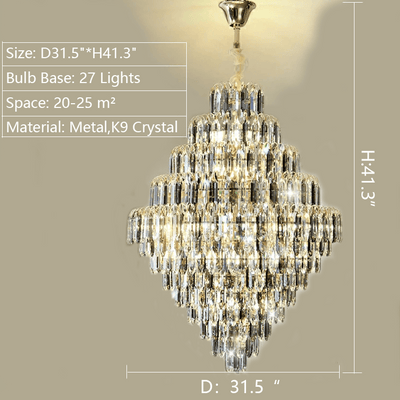 Extra Large Foyer Decorative Crystal Lighting Fixture Living Room Crystal Chandelier For Entryway Staircase - cyranlamps