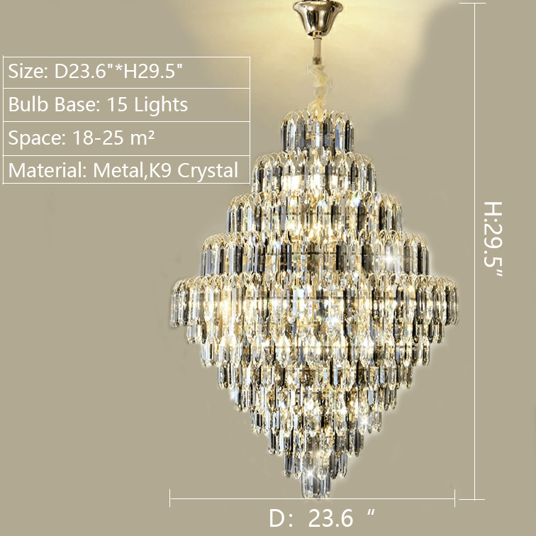 Extra Large Foyer Decorative Crystal Lighting Fixture Living Room Crystal Chandelier For Entryway Staircase - cyranlamps