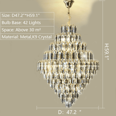 Extra Large Foyer Decorative Crystal Lighting Fixture Living Room Crystal Chandelier For Entryway Staircase - cyranlamps