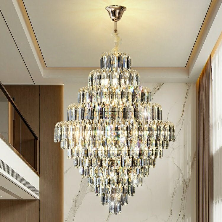 Extra Large Foyer Decorative Crystal Lighting Fixture Living Room Crystal Chandelier For Entryway Staircase - cyranlamps