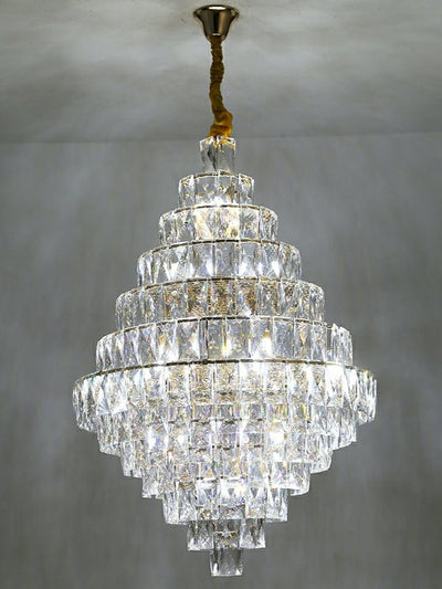 Extra Large Foyer Pure Crystal Ceiling Light Fixture Living Room Entrance Staircase Chandelier - cyranlamps