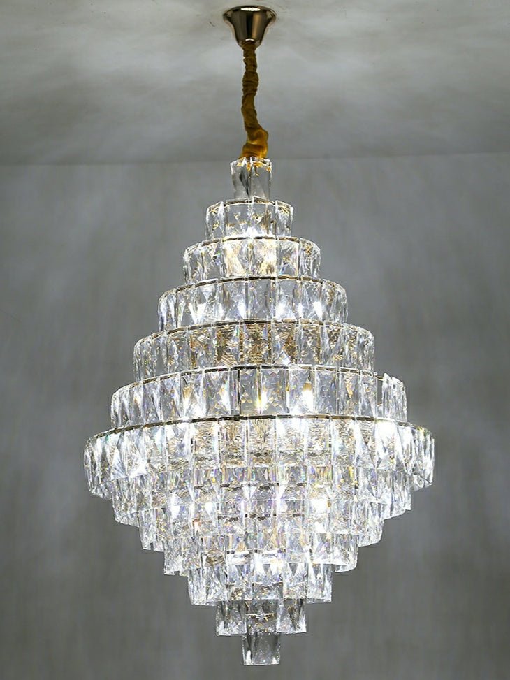 Extra Large Foyer Pure Crystal Ceiling Light Fixture Living Room Entrance Staircase Chandelier - cyranlamps