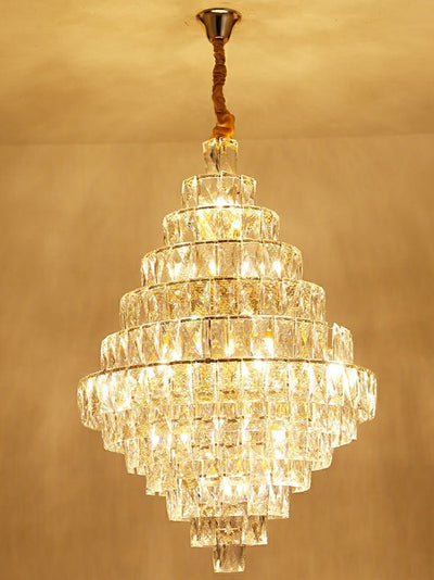 Extra Large Foyer Pure Crystal Ceiling Light Fixture Living Room Entrance Staircase Chandelier - cyranlamps